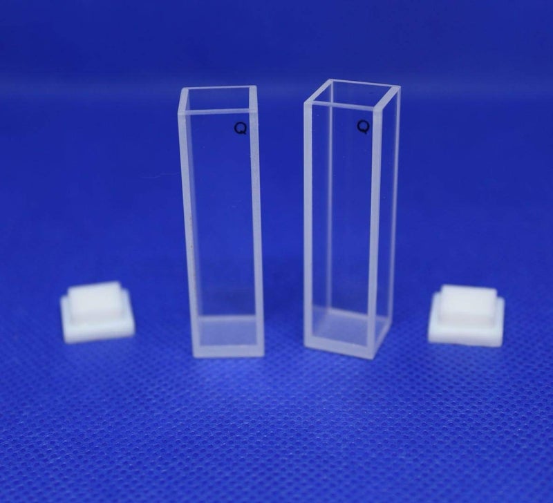LAB4US Store Fluorescence UV Quartz Cuvettes Cell (2pcs) for Spectrophotmeter Fluorescence Cells 10mm Pathlength, 3.5ml, 4 Clear Windows, 4 Clear Sides,190-2500 nm, Open top Non-Sealing PTFE Cover - Image 1