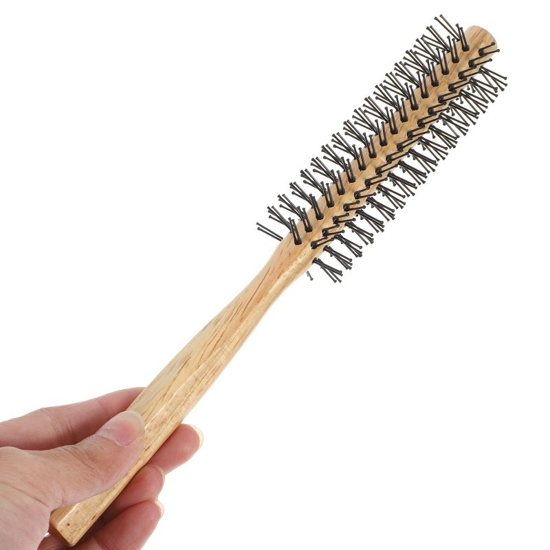 مشط تجفيف دائري صغير من الخشب مع أسطوانة لف الشعر المجعد، فرشاة تصفيف صغيرة - Image 5