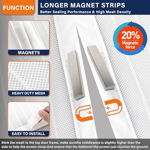 Mdavo Mesh Screen with Magnetic Closure-Keeps Bugs Out Let Breeze in, Heavy Duty - Pet and Kid Friendly, Works with Front, Sliding Doors (38 x 82 Inch) Gray - Image 5