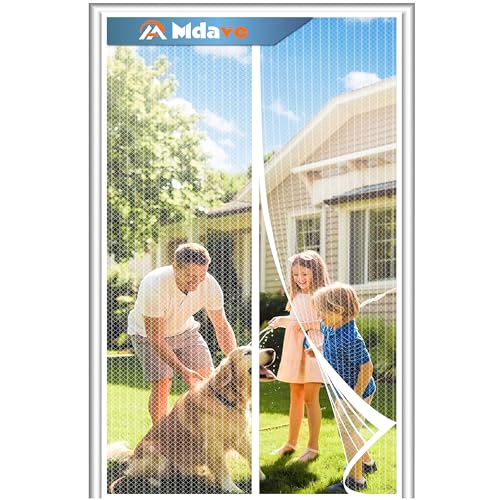 Mdavo Mesh Screen with Magnetic Closure-Keeps Bugs Out Let Breeze in, Heavy Duty - Pet and Kid Friendly, Works with Front, Sliding Doors (38 x 82 Inch) Gray - Image 1