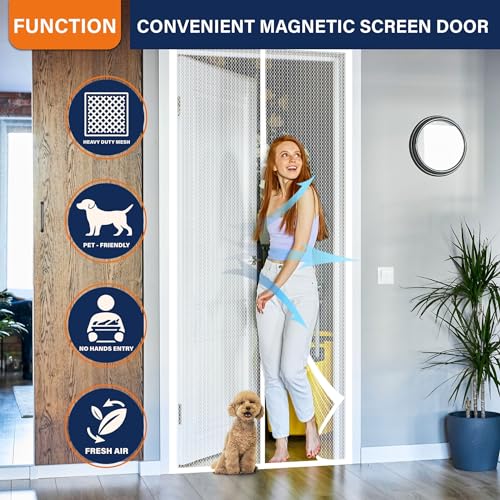 Mdavo Mesh Screen with Magnetic Closure-Keeps Bugs Out Let Breeze in, Heavy Duty - Pet and Kid Friendly, Works with Front, Sliding Doors (38 x 82 Inch) Gray - Image 2