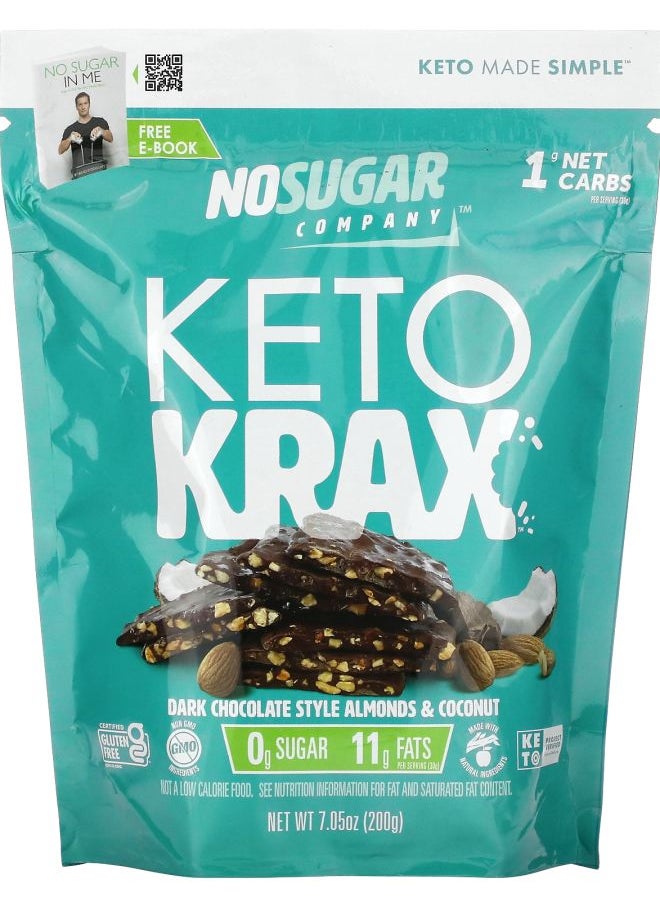 NO SUGAR COMPANY - Keto Krax Dark Chocolate Style Almonds & Coconut 7.05 oz (200 g) - Image 1