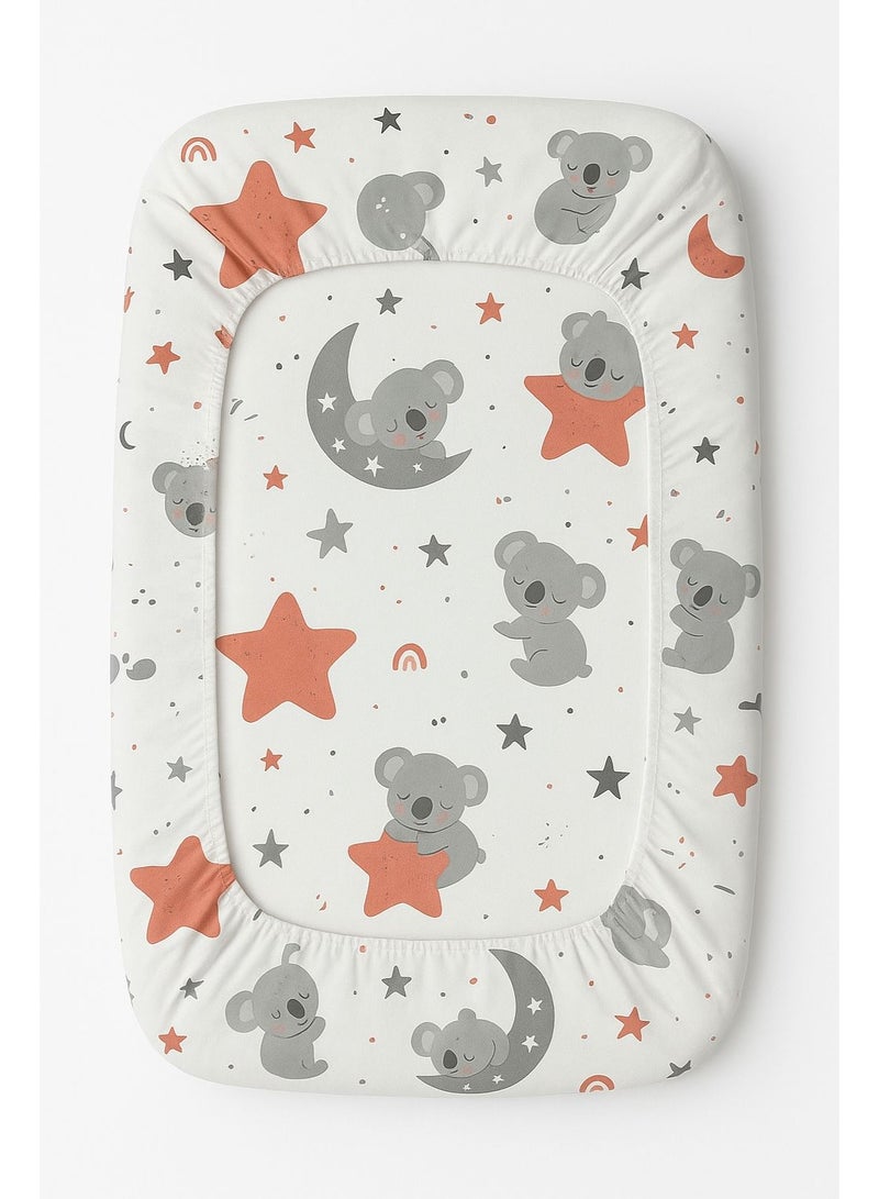 Yarlin-Bed Set 2 Fitted Bedsheets for new born beds Zoo and Orange Cloud Designs - Image 2