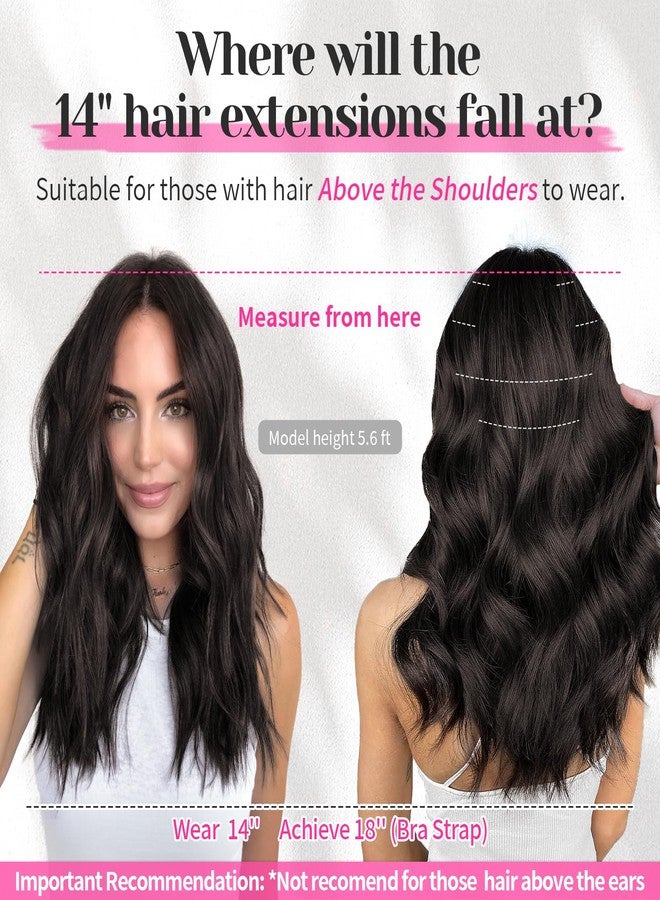 KooKaStyle 6PCS 14 Inch Short Hair Extensions Wavy Curly Clip in Extensions for Women - Dark Brown Synthetic Hairpieces for Daily Chic Look - Image 3