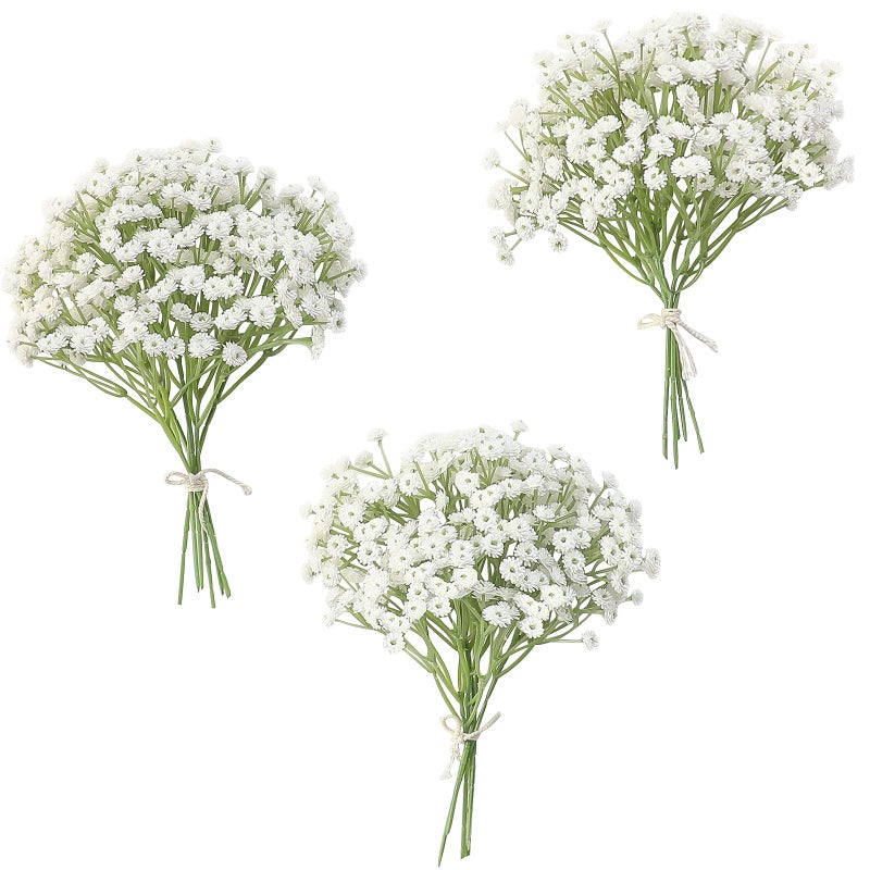 Floroom 18pcs Artificial Babys Breath Gypsophila Greenery Sprays Real Touch White Fake Flowers for Wedding Bouquets Centerpieces Floral Arrangements and Decorations