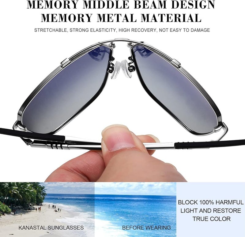 KANASTAL Polarized Sunglasses Metal Frame Aviation UV400 Fashion Shades - Image 3