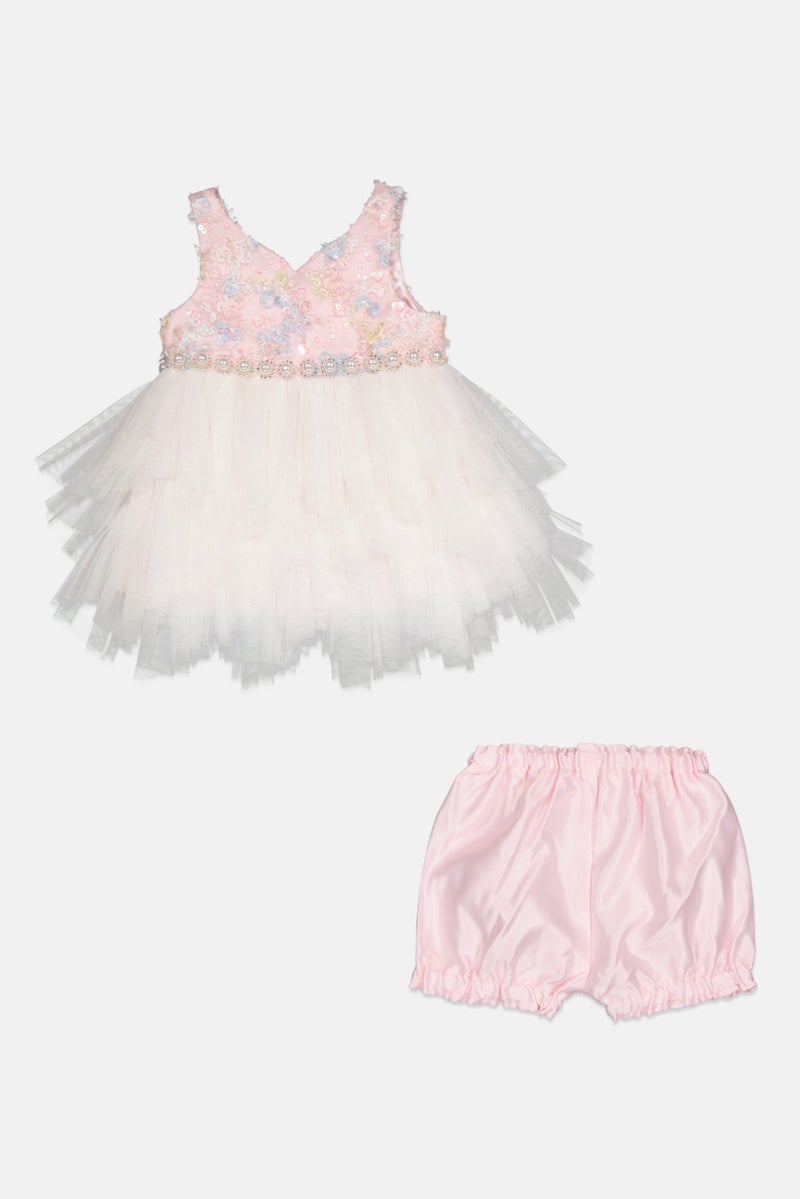 american Princess Toddlers Girl 2 Pieces Textured Party Dress And Short, Multicolor  - Image 1