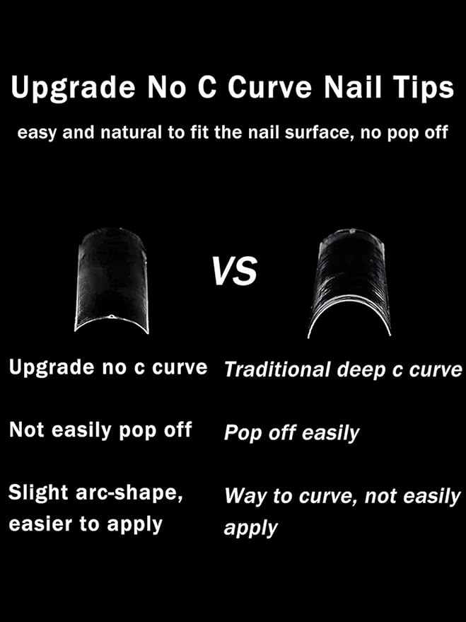 Deciniee 500 قطعة نصائح أظافر XXL طويلة جدًا بدون منحنى C أظافر زائفة مربعة شفافة مجموعة احترافية 10 أحجام على شكل باليرينا أظافر مزيفة مستقيمة مجموعة تمديد أظافر للقيام بها بنفسك فن الأظافر - Image 3
