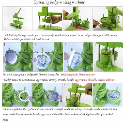 Onetuon Button Badge Maker Machine kit 37mm (1-1/2 inch) DIY Pin Button Maker Press Machine Badge Punch Press with Free 100pcs Button Parts&Pictures&Circle Cutter (1-1/2INCH (37MM)) - Image 4