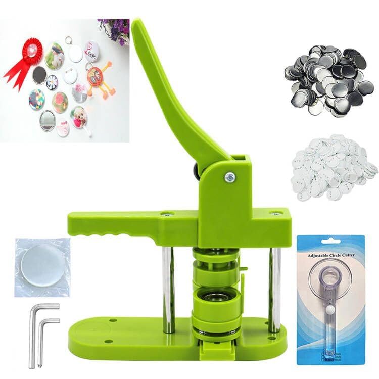 Onetuon Button Badge Maker Machine kit 37mm (1-1/2 inch) DIY Pin Button Maker Press Machine Badge Punch Press with Free 100pcs Button Parts&Pictures&Circle Cutter (1-1/2INCH (37MM)) - Image 2