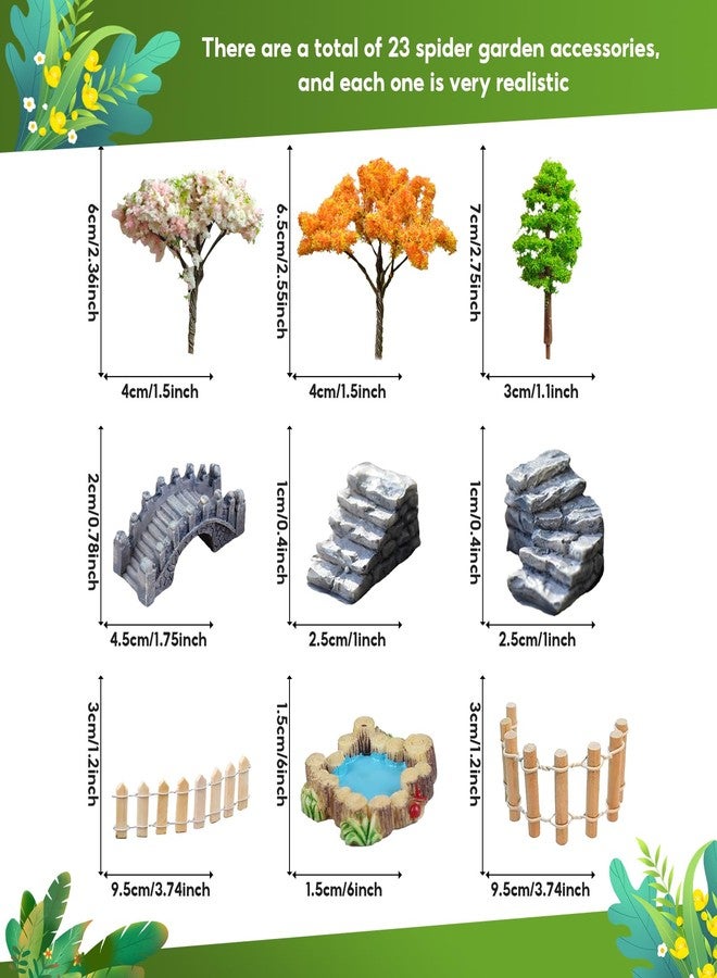 Julang 23 Pcs Fairy Garden Miniatures Jumping Spider Enclosure Accessories, Mini Bridge Fence Pond Street Lamps Mushroom Lawn Figurines Garden Decorations for Jumping Spider Habitat - Image 3