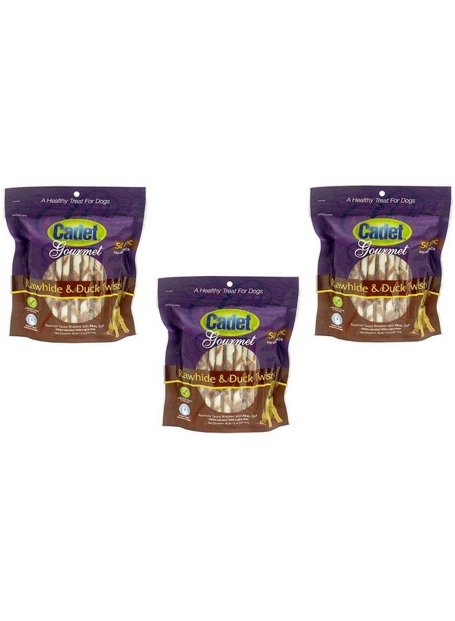 كاديت (عبوة من 3 قطع) من حلوى الكلاب المصنوعة من جلد البقر الخام والبط من كاديت؛ تحتوي كل عبوة على 50 قطعة