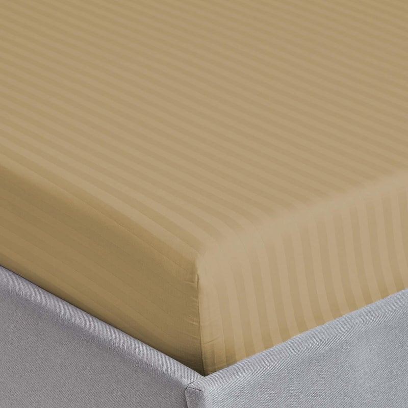 سليب ويل ملاء متناسب من القطن الدقيق مزين بخطوط، مع مجموعة من أغطية الوسائد - 150x200+17 سم (لون بيج) - Image 4