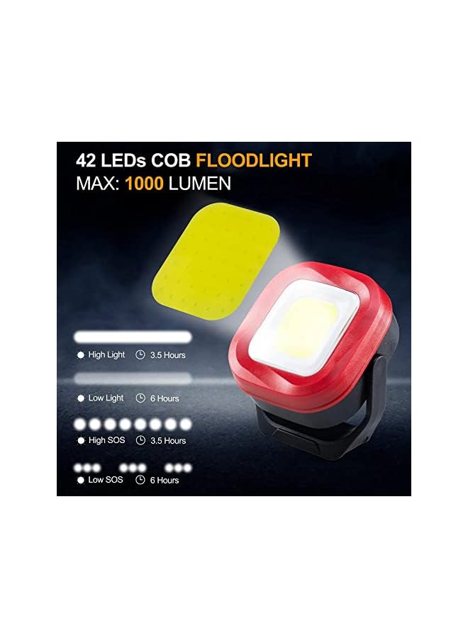 S-TOP LED Work Light, 42 LEDs 1000 LM Rechargeable Work Lights Portable Magnetic Flashlight Inspection Light for Outdoor Camping Hiking Emergency,Car Repairing and Waterproof Job Site Lighting-2400mAh ,1PCS - Image 2