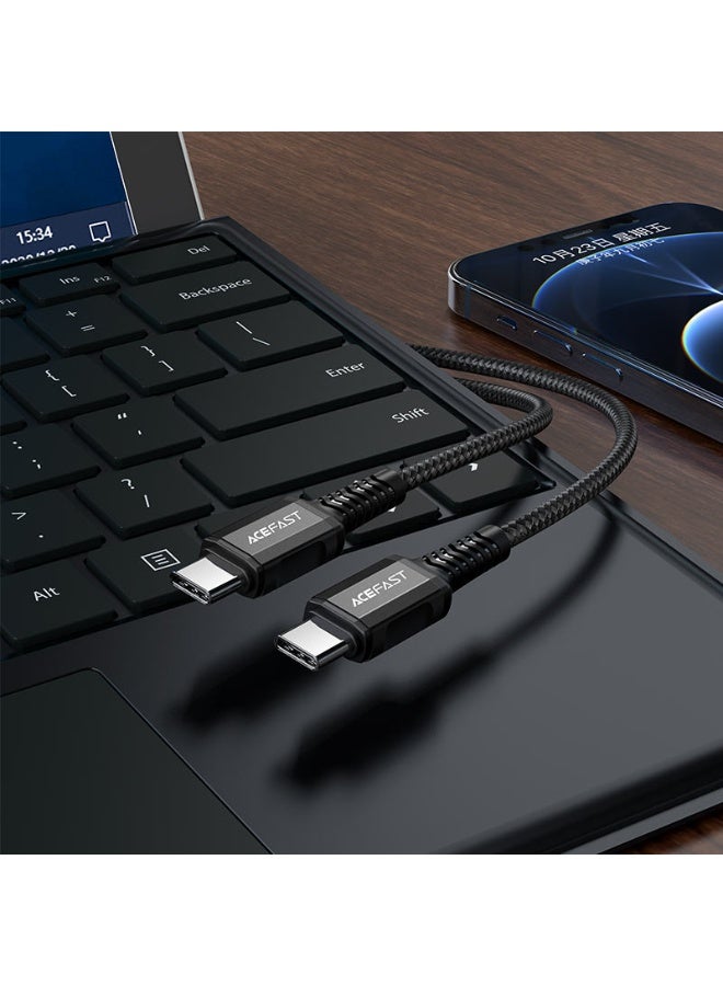 أسيفاست كابل بيانات الشحن C1-03 من USB-C إلى USB-C، شحن سريع 60 وات، موصلات من سبائك الألومنيوم بطول 1.2 متر - أسود - Image 3