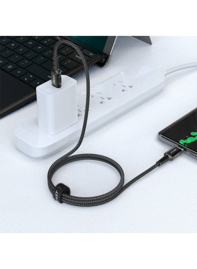 أسيفاست كابل بيانات الشحن C1-03 من USB-C إلى USB-C، شحن سريع 60 وات، موصلات من سبائك الألومنيوم بطول 1.2 متر - أسود - Image 4