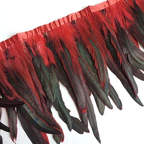 Sowder Rooster Hackle Feather Fringe Trim 10-12inch in Width Pack of 1 Yard(Black) - Image 5