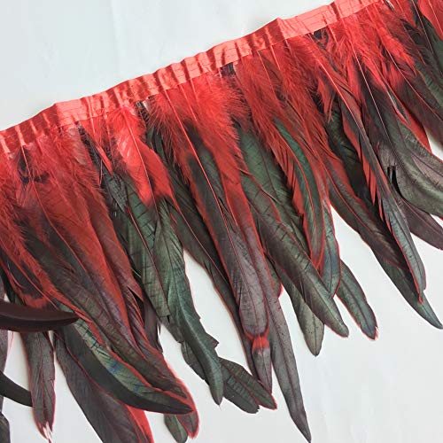 Sowder Rooster Hackle Feather Fringe Trim 10-12inch in Width Pack of 1 Yard(Black) - Image 2