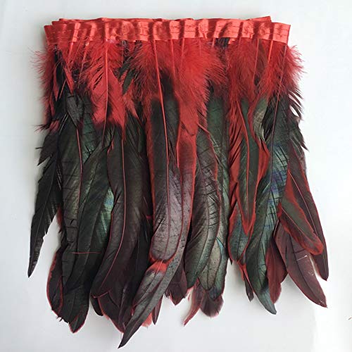 Sowder Rooster Hackle Feather Fringe Trim 10-12inch in Width Pack of 1 Yard(Black) - Image 4