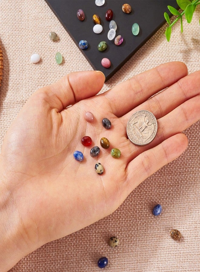 KISSITTY 28Pcs Gemstone Cabochons 14 Styles 6×8mm Round Oval Gemstones Cabochon Semi-Precious Natural Gems Crystal Stones Cabochons for Jewelry Making Bracelet Necklace Earring Pendant - Image 4