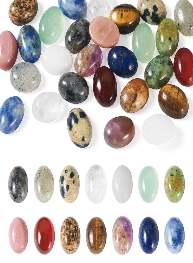 KISSITTY 28Pcs Gemstone Cabochons 14 Styles 6×8mm Round Oval Gemstones Cabochon Semi-Precious Natural Gems Crystal Stones Cabochons for Jewelry Making Bracelet Necklace Earring Pendant - Image 1