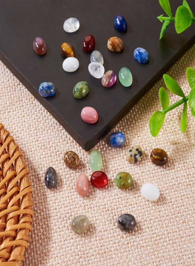 KISSITTY 28Pcs Gemstone Cabochons 14 Styles 6×8mm Round Oval Gemstones Cabochon Semi-Precious Natural Gems Crystal Stones Cabochons for Jewelry Making Bracelet Necklace Earring Pendant - Image 5
