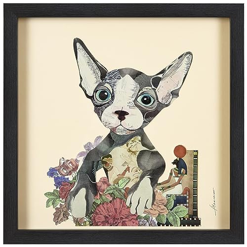 Empire Art Direct Sphynx Dimensional Collage Handmade by Alex Zeng Framed Graphic Cat Wall Art Ready to Hang, 17 in. x 17 in. x 1.4 - Image 1
