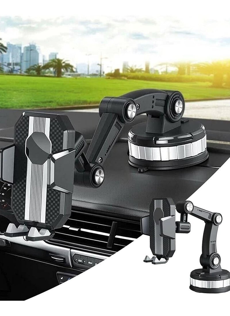 ELTRAZONE Super Adsorption Car Phone Holder (Black) – 360° Rotating Windshield & Dashboard Mount with Extra Strong Suction Cup, Adjustable Arm, Stable Grip – Universal Holder for Smartphones in Cars & SUVs - Image 2