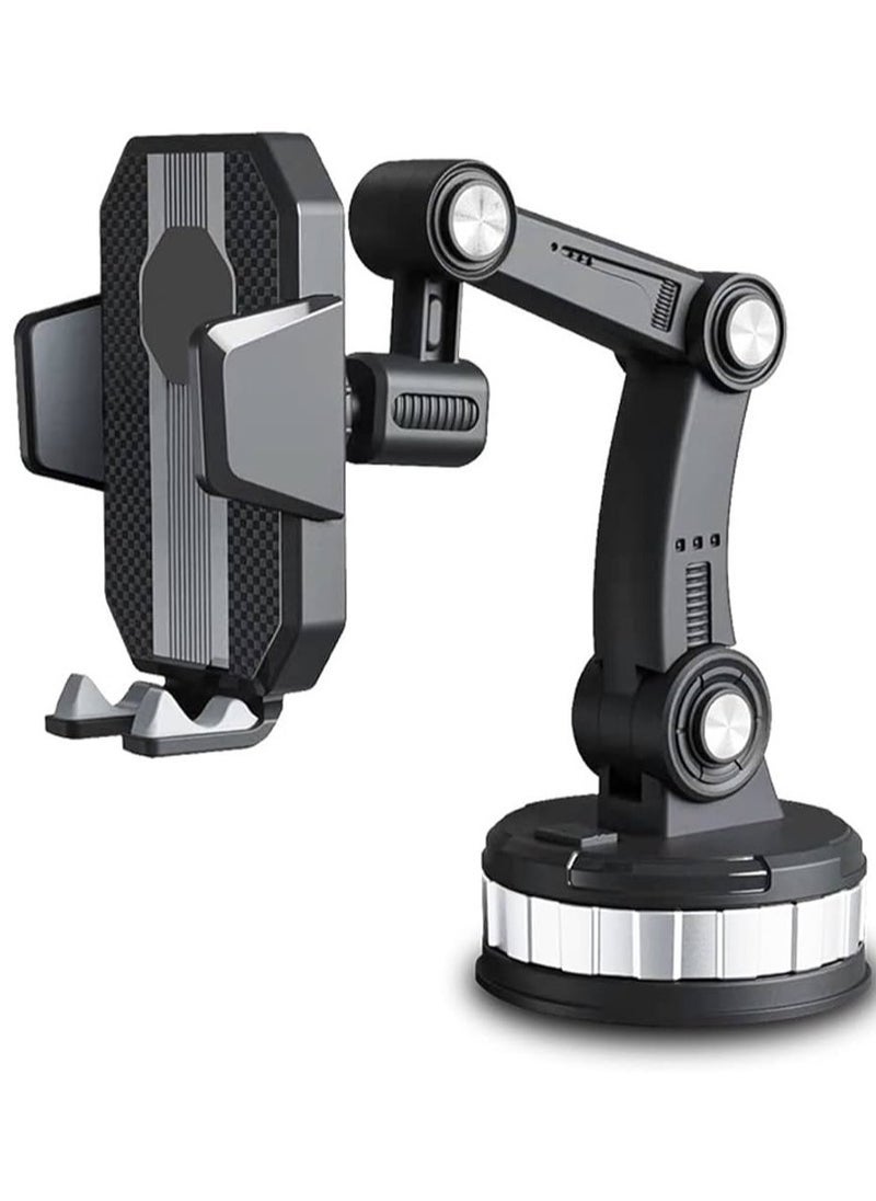 ELTRAZONE Super Adsorption Car Phone Holder (Black) – 360° Rotating Windshield & Dashboard Mount with Extra Strong Suction Cup, Adjustable Arm, Stable Grip – Universal Holder for Smartphones in Cars & SUVs - Image 1