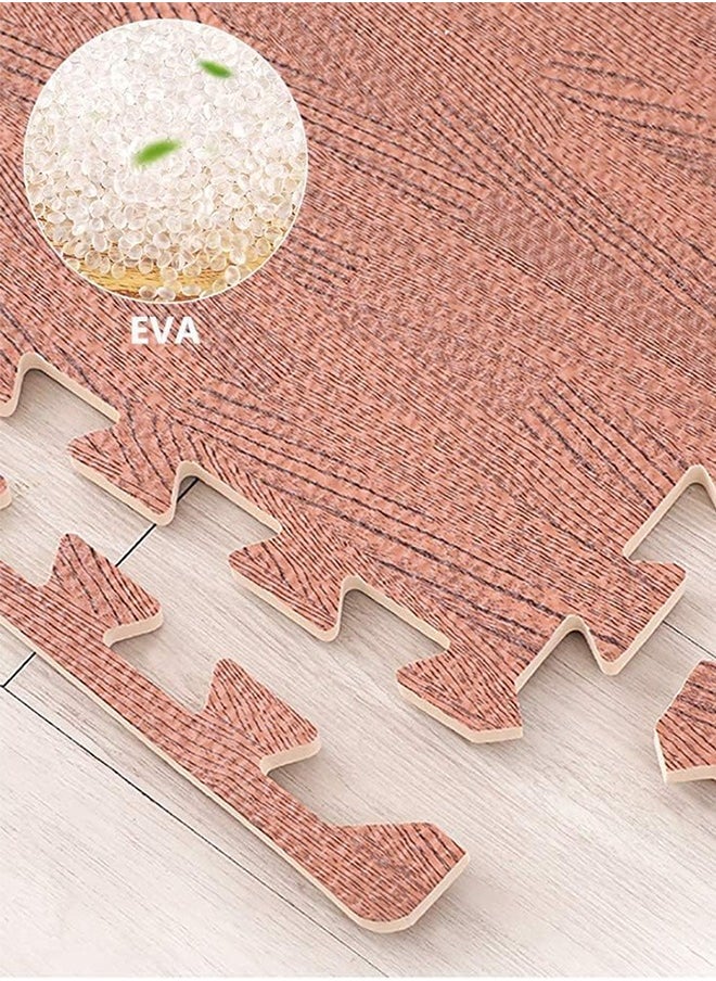 Garlo 12 Pieces EVA Wood Grain Floor Mats, 1cm Thick Interlocking Floor Mats Exercise Equipment Mats, Protective Flooring Mats for Kids, Gym Equipment for Yoga, Outdoor Workouts(60 * 60cm)  - Image 4