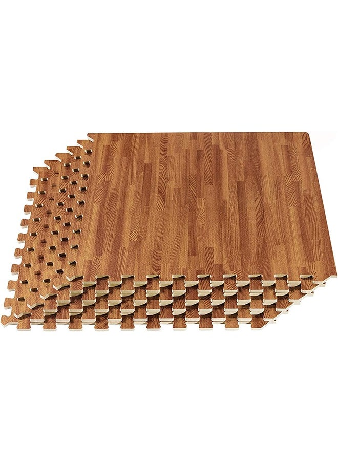 Garlo 12 Pieces EVA Wood Grain Floor Mats, 1cm Thick Interlocking Floor Mats Exercise Equipment Mats, Protective Flooring Mats for Kids, Gym Equipment for Yoga, Outdoor Workouts(60 * 60cm)  - Image 1