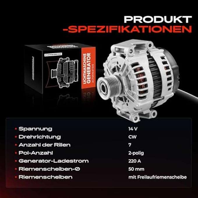 Frankberg Alternator Compatible with W212 2009-2016 S212 2009-2016 X164 2008-2012 W164 2005-2011 V251 W251 2006-2012 W221 2008-2013 Replace# 0121813120 - Image 4