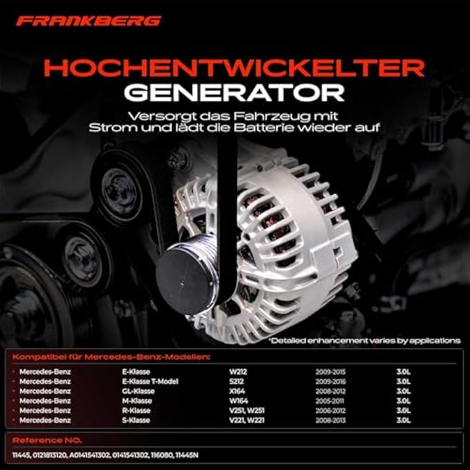 Frankberg Alternator Compatible with W212 2009-2016 S212 2009-2016 X164 2008-2012 W164 2005-2011 V251 W251 2006-2012 W221 2008-2013 Replace# 0121813120 - Image 3