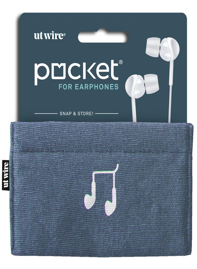 UT Wire Pocket Snap & Store Earphone Case Pouch, Slate Blue with Solid Grey Interior - Image 1