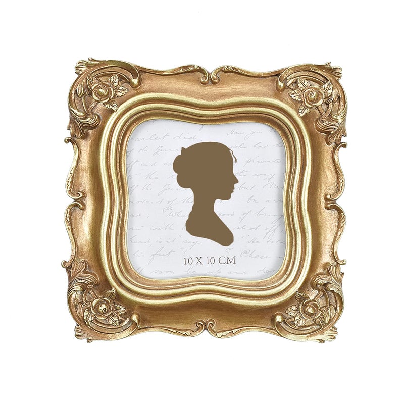 Sunlit Vintage Picture Frame 4x4 Inch, Luxury Antique Square Photo Frames with Glass Front, Photo Display, Tabletop Wall Hanging, Gift Ideas, Gold - Image 1