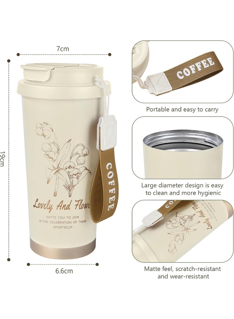 500ML Insulated Travel Coffee Mug with Straw, 18oz Stainless Steel Tumbler, Double-Wall Vacuum Thermos for Hot & Cold Beverages - Image 2