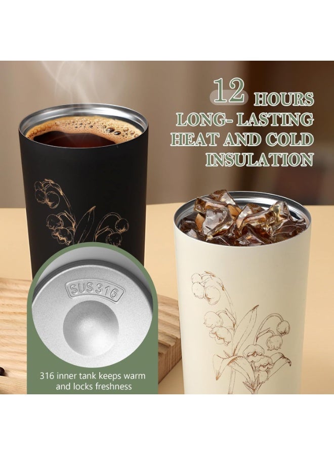 500ML Insulated Travel Coffee Mug with Straw, 18oz Stainless Steel Tumbler, Double-Wall Vacuum Thermos for Hot & Cold Beverages - Image 3