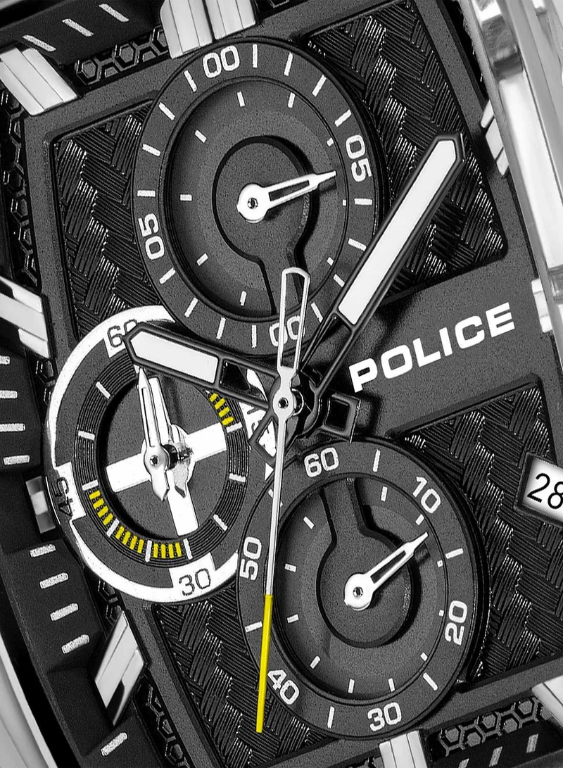 Police Black/Blue/Yellow/Orange/Brown/Green/Light Blue/White Men's Clout Tank Limited Edition 8 Interchangeable Silicone Straps Chronograph Watch for Men, 53.5mm for Men | Best Price UAE