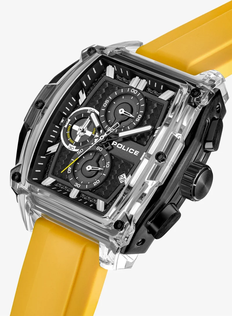 Police Black/Blue/Yellow/Orange/Brown/Green/Light Blue/White Men's Clout Tank Limited Edition 8 Interchangeable Silicone Straps Chronograph Watch for Men, 53.5mm for Men | Best Price UAE