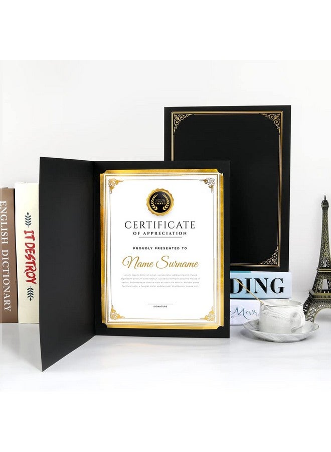 SUNEE 10 Packs Black Certificate Holders, 250Gsm, For 8.5X11 Award Certificates, Certificate Covers With Gold Foil Border - Image 5