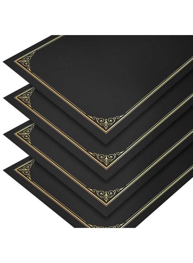 SUNEE 10 Packs Black Certificate Holders, 250Gsm, For 8.5X11 Award Certificates, Certificate Covers With Gold Foil Border - Image 2