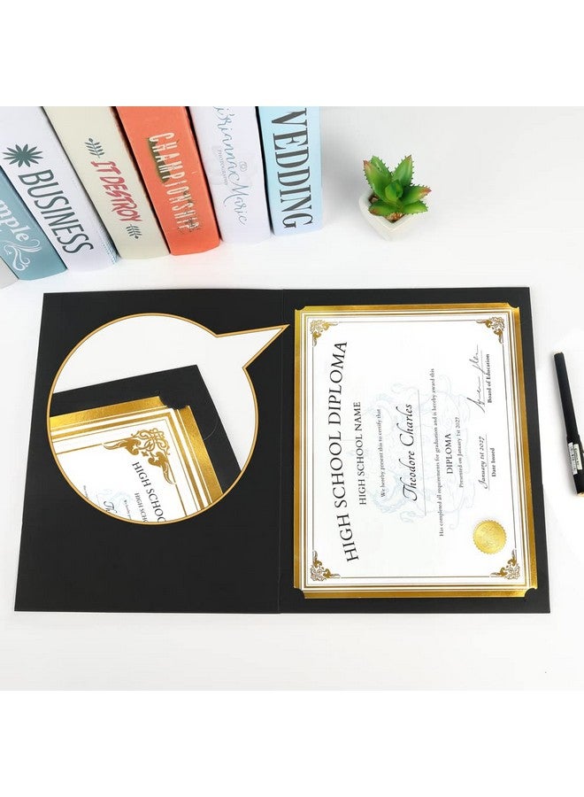 SUNEE 10 Packs Black Certificate Holders, 250Gsm, For 8.5X11 Award Certificates, Certificate Covers With Gold Foil Border - Image 4