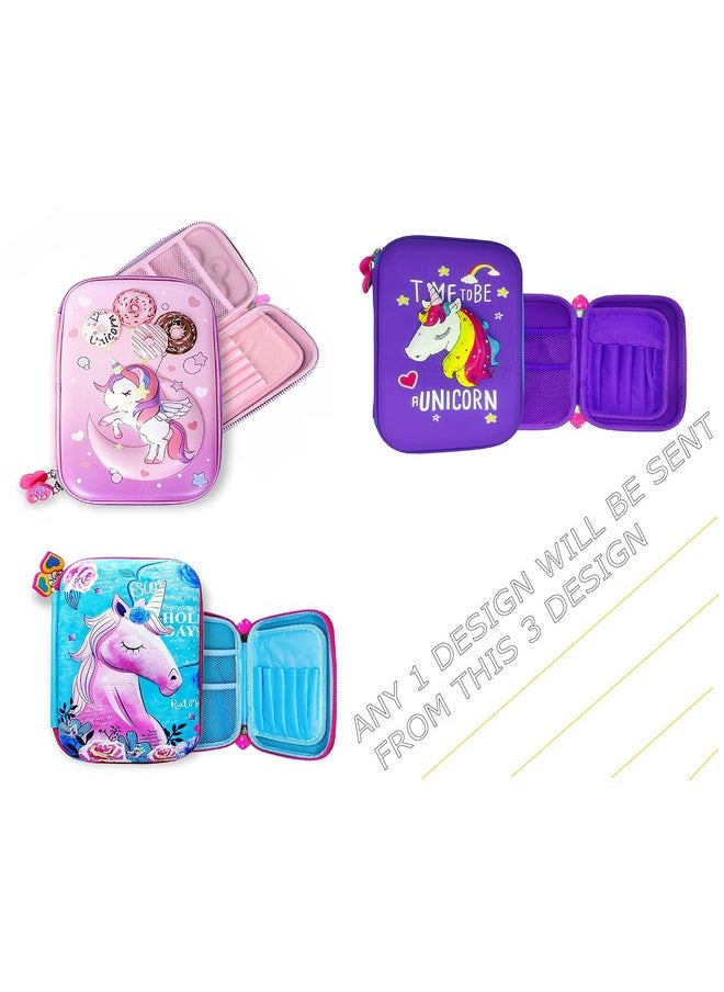 Supreme Deals - Supreme Deals Umadiya Unicorn 3D Cover Pencil Case Compass with Compartments, School Supply Organizer for Students, Stationery Box, Cosmetic Zip Pouch Bag (1 Unit) - Image 1