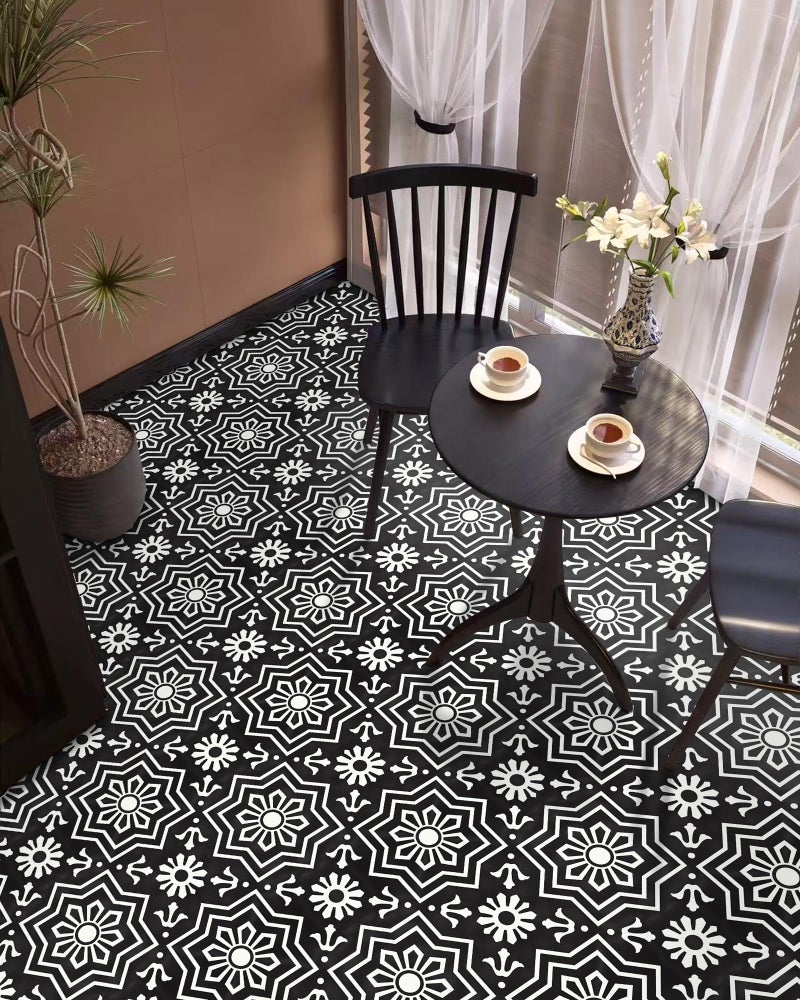 MORCART 20Pcs Peel and Stick Floor Tile, 7.87"x 7.87" Vinyl Flooring, Removable DIY Self Adhesive Flooring for Bathroom Kitchen Fireplace Stairs Bedrooms Wall Pantry Room Waterproof Black - Image 5