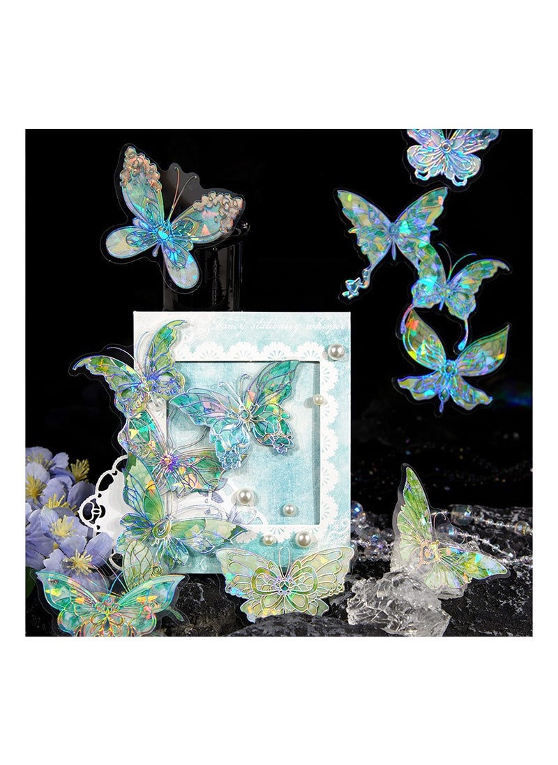 KASTWAVE - Crystals Butterfly Stickers Set, Shiny Transparent Resin Waterproof Stickers Decals, Deco Stickers for Scrapbook, Gift Bag Seals, Phone Cases, Laptop and Water Bottles, 6 Colors - Image 1