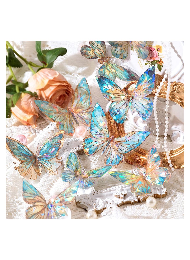 KASTWAVE - Crystals Butterfly Stickers Set, Shiny Transparent Resin Waterproof Stickers Decals, Deco Stickers for Scrapbook, Gift Bag Seals, Phone Cases, Laptop and Water Bottles, 6 Colors - Image 1