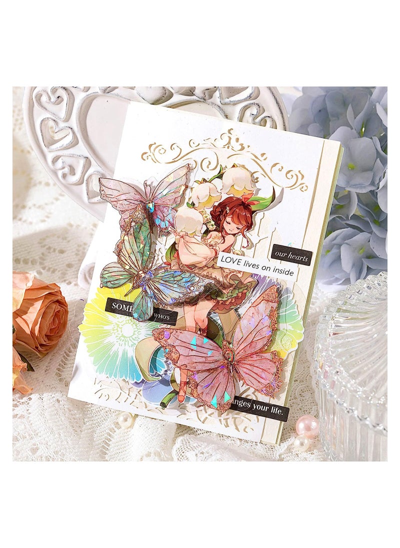 KASTWAVE - Crystals Butterfly Stickers Set, Shiny Transparent Resin Waterproof Stickers Decals, Deco Stickers for Scrapbook, Gift Bag Seals, Phone Cases, Laptop and Water Bottles, 6 Colors - Image 1