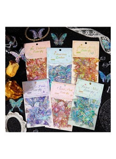 Crystals Butterfly Stickers Set, Shiny Transparent Resin Waterproof Stickers Decals, Deco Stickers for Scrapbook, Gift Bag Seals, Phone Cases, Laptop and Water Bottles, 6 Colors