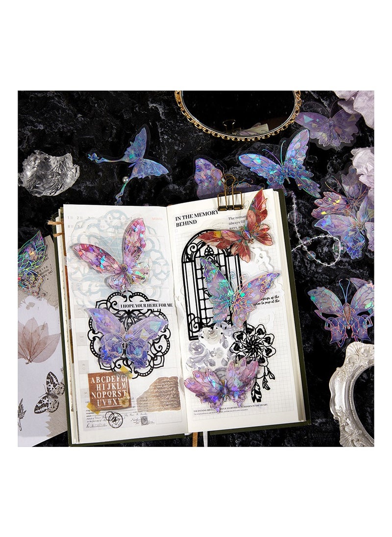 KASTWAVE - Crystals Butterfly Stickers Set, Shiny Transparent Resin Waterproof Stickers Decals, Deco Stickers for Scrapbook, Gift Bag Seals, Phone Cases, Laptop and Water Bottles, 6 Colors - Image 1