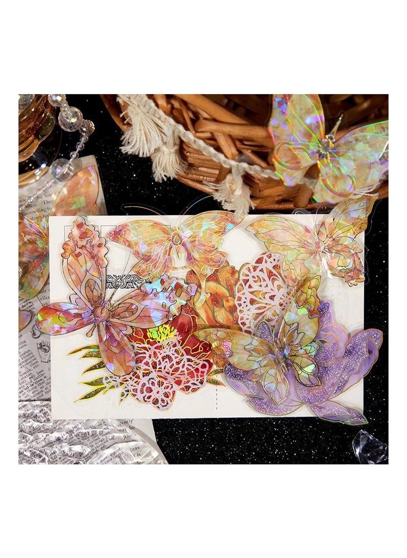 KASTWAVE - Crystals Butterfly Stickers Set, Shiny Transparent Resin Waterproof Stickers Decals, Deco Stickers for Scrapbook, Gift Bag Seals, Phone Cases, Laptop and Water Bottles, 6 Colors - Image 1